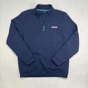 Vineyard Vines Men's M Navy Blue Quarter Zip Pullover Sweater Shep & Ian 1/4 Zip